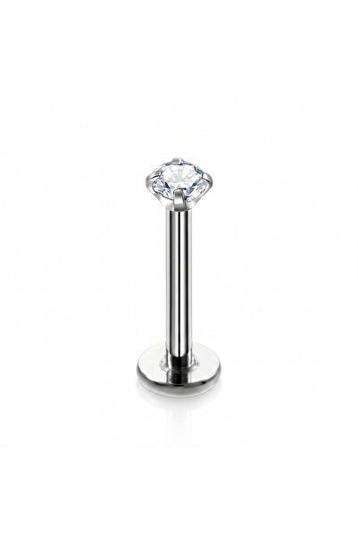 Karaşah Zirkon 3mm x 8mm x 1.2mm Çelik Labret Piercing