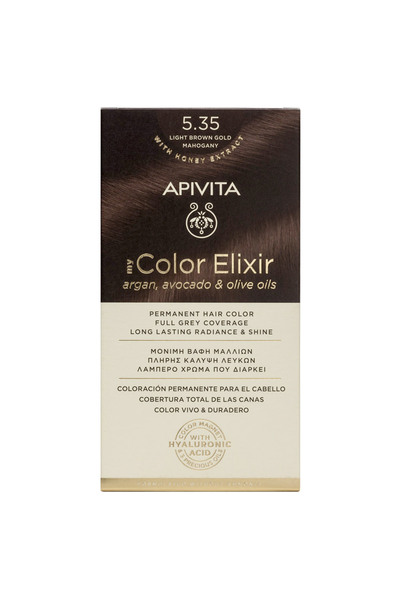 Apivita My Color Elixir Μόνιμη Βαφή Μαλλιών N5.35 Ανοιχτό Καφέ Μέλι Μαονί