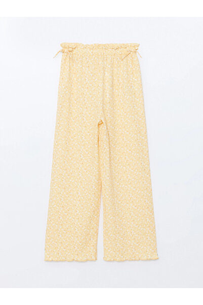 LC Waikiki Lcw Kids Yellow Elastic Waist Floral Girls' Sweatpants