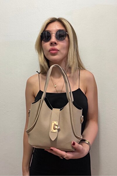MAİSONRC Women's Gold Buckle Shoulder Bag Daily Use Stylish Mini Handbag