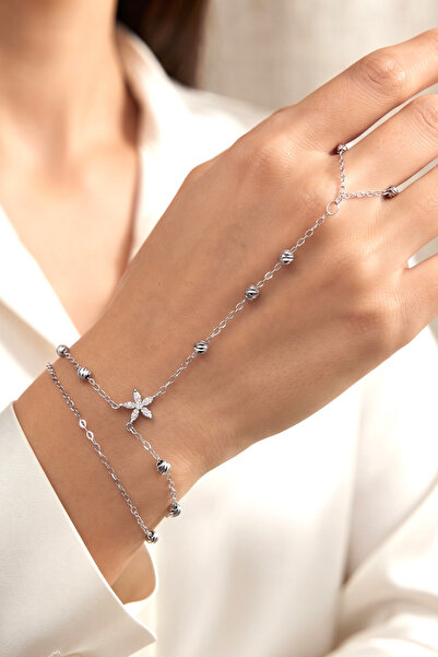 Elika Silver Top Chain Lotus Flower Detailed Shahmeran