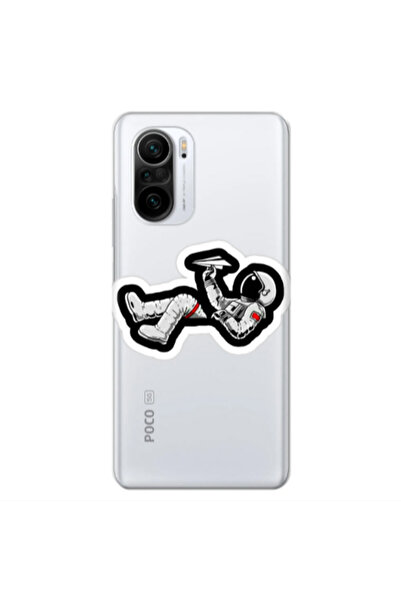Other Xiaomi Poco F3 Astronaut flies a plane Transparent Silicone TPU Θήκη