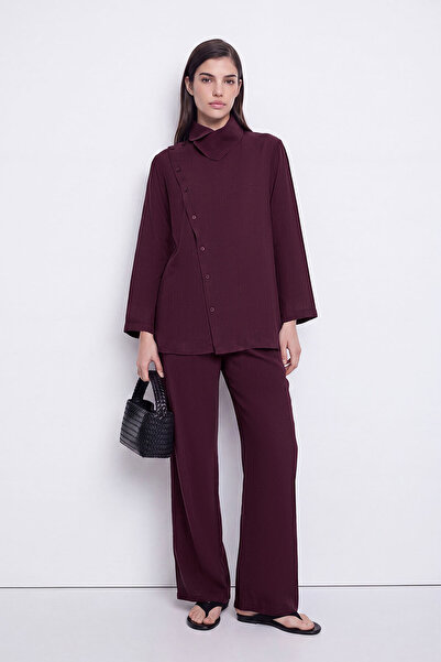 Hooopstore Set de pantaloni Burgundy cu decolteu barcă