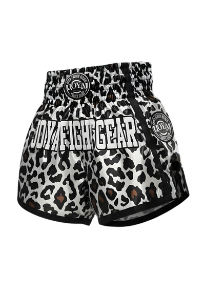 Empressco Siyah Leopar Desenli Kick Boks ve Muay Thai Şortu, Şık ve Rahat Tas...