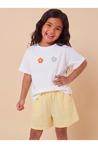 Tinymuyt Girl's 2-Piece Set Combed Cotton T-Shirt and Double Pocket Muslin Sh...