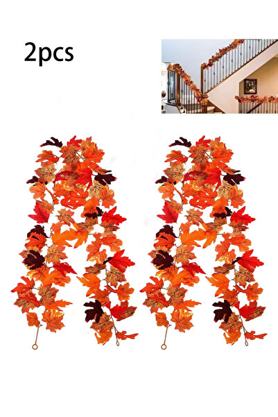 GGEROU 2pc Artificial Autumn Maple Leaf Rattan Strings 175cm Festive Leaves M...