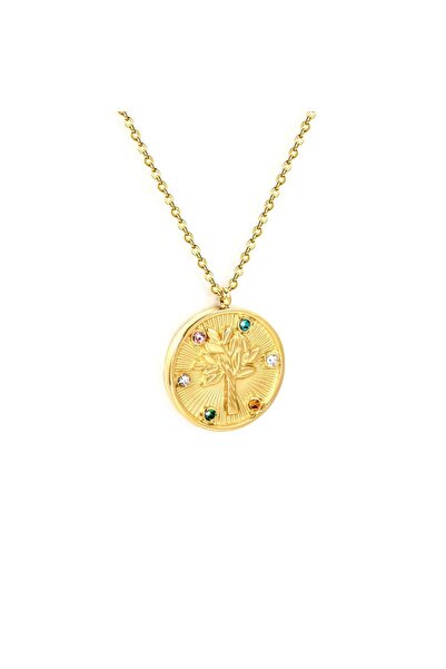 Bijuteria SORELLY Lanț placat cu aur de 14k cu talisman Arborele Vieții