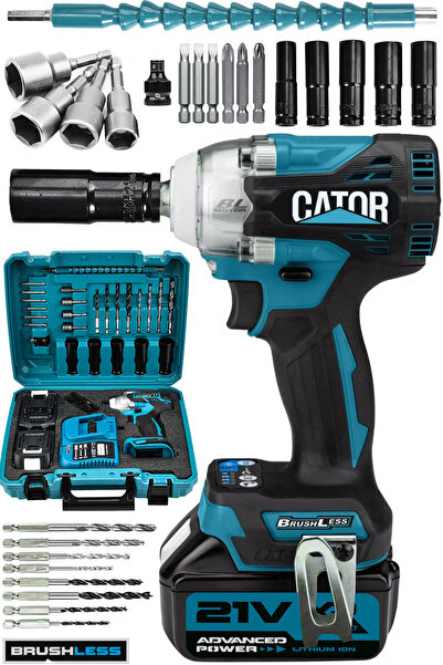 CATOR 21V 450 Nm Torklu Çift Akülü Kömürsüz Torklu Matkap Somun Sökme Sıkma M...