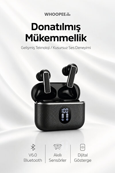 Tedinex Whoopee T2 PRO ANC-ENC Bluetooth 6.0 Kulak İçi Kulaklık 6 Mikrofon Kablosuz Şarj 35 Saat TWS Siyah
