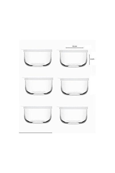Empressco Non-Stick Glass Storage Container Set, 6-Piece, Round, White, Break...