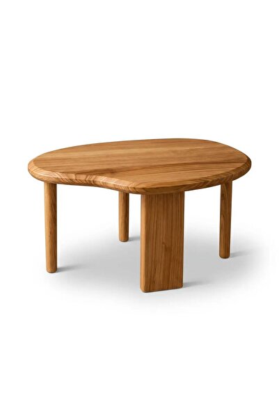 LkAhşap Masif Kayın Ağacı Organik Orta Sehpa 90x65 cm | El Yapımı Asimetrik 4 Ayaklı Modern Salon Sehpası