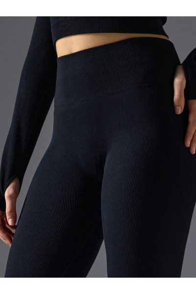 Arhizeyas Women's Gathering Leggings High Waist Ribbed Stretchy Seamless Spor...