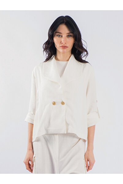 byözlemyazan Summer Breeze Double-Breasted Cut Draped Women's Jacket