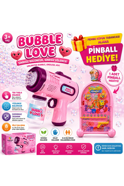 BigsToy Köpük Tabancası Bubble Gun Işıklı Otomatik Baloncuk Oyuncağı + Hediye...