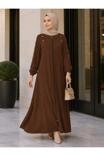 CANPOLATLAR TEKSTİL CANPOLAT 49507-26 فستان نسائي من قماش أيروبين بطول كامل م...