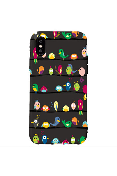 Other Apple iPhone Xs birds Black Colored Silicone TPU Θήκη