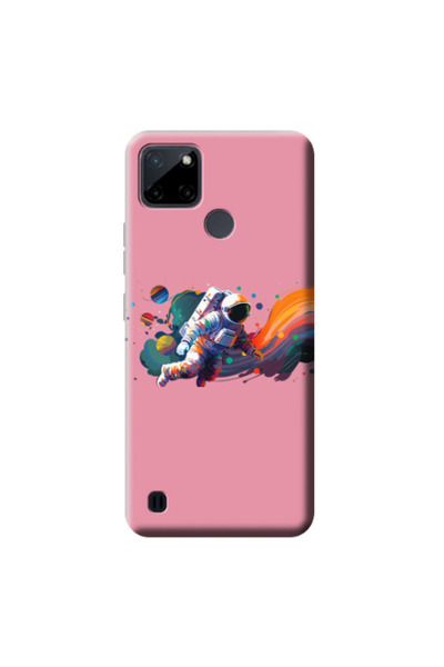 Other Realme C25Y Rainbow Space Pink Colored Silicone TPU Θήκη