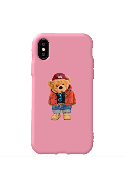 Other Apple iPhone X Bear in a hat Pink Colored Silicone TPU Θήκη