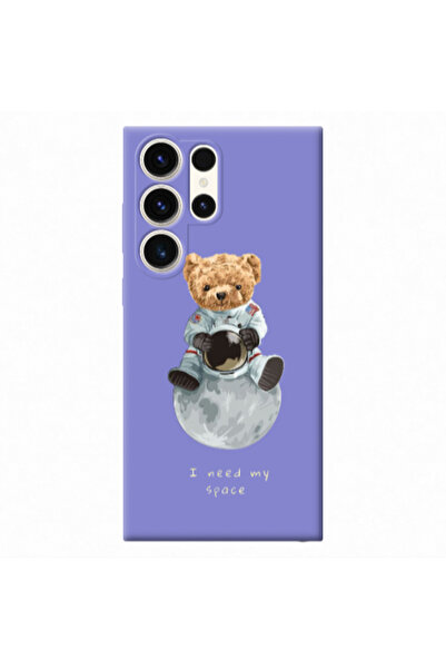 Other Samsung S23 Ultra Bear in space Purple Colored Silicone TPU Θήκη