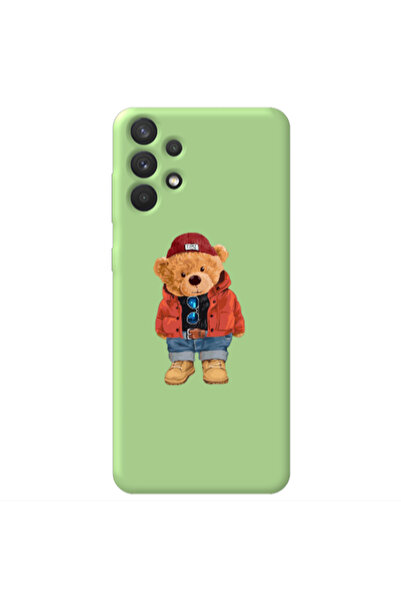 Other Samsung A32 4G Bear in a hat Light Green Colored Silicone TPU Θήκη