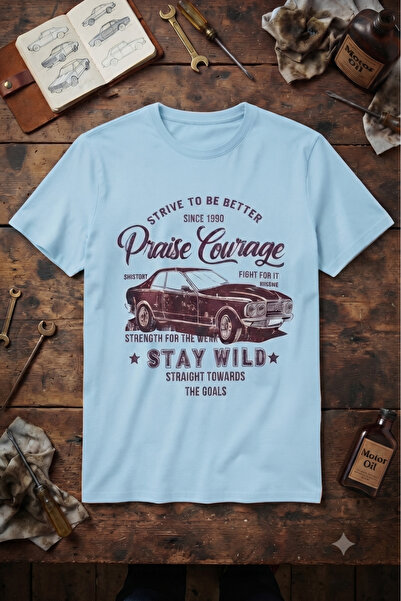 KOZİA OUTDOORS Women Men Unisex Red Car Printed Crew Neck Overisze Combed Cot...