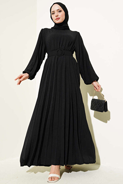 YAZGI MODA YAZGIMODA Piliseli Kemerli Ayrobin Elbise