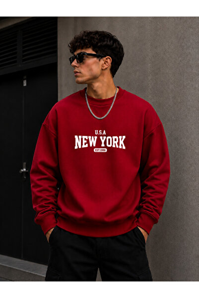 caddekombin Unisex New York Est. 1986 Printed Crew Neck Sweatshirt