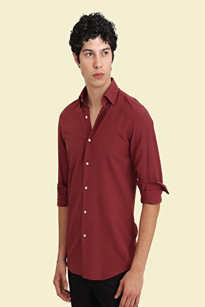 Picuardo Erkek Slim Fit Göfre Kolay Ütüleebilir Pamuk Likra Alttan Düğmeli Gö...