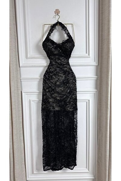 ZAYNAFASHIONSA Black Long Charming Evening Dress Designer Luxury Lace Gown