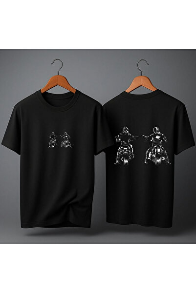 MAGORS Oversize Siyah Motorcu Kulübü SIRT Baskılı Premium Unisex Tişört