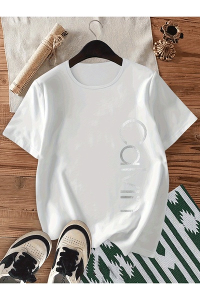 KYMC07 Women'S Graphic Tee - Crew Neck Short Sleeve Top, Black with White Let...