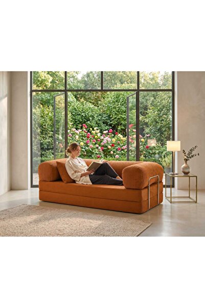 NESTİME Nestime® 180x90 Modüler Sünger Koltuk-Legoom Kanepe Fitilli Kadife Yı...