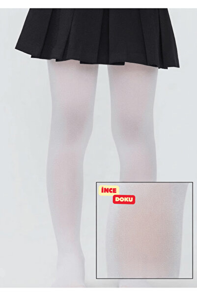 NACAR STORE Girl's 4-Piece Set Thick-Thin Seasonal White Pantyhose School Socks Show Outfit Socks
