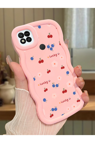 PATTERNOVA Redmi 9C/10A Uyumlu Ferah kiraz çiçek dalgalı kılıf, ince tatlı ta...