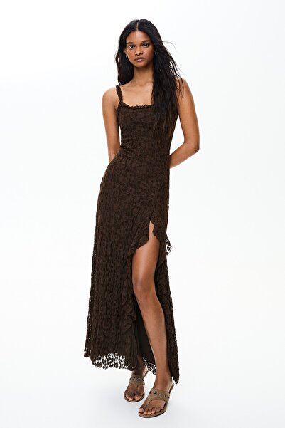 Bershka Dantelli midi elbise