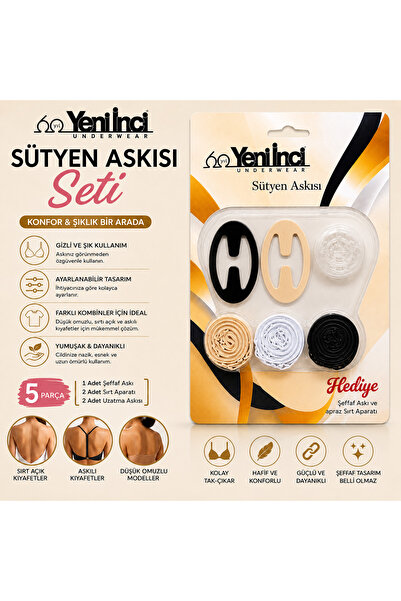 Yeni İnci Bra Strap Set Transparent Strap Extension Device and Cross Back Device