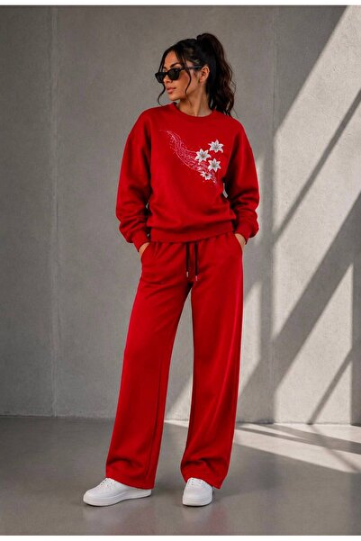 TREND EMMODA Women's Floral Printed Oversize Sweatshirt and Regular Sweatpant...