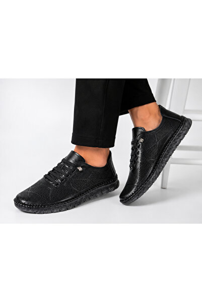 Ewen Tomm Genuine Leather Black Women's Sneaker – Breathable Lightweight Casu...