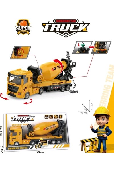 Toyzade Toy Construction Vehicle Truck Bucket Mixer Unbreakable Work Vehicles...