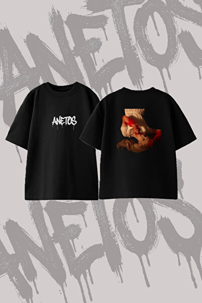 Anetos Ariana Grande_1 Design Printed Oversize Crew Neck T-Shirt Black