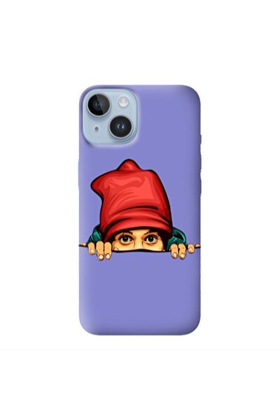 Other Apple iPhone 14 Hidden Girl Purple Colored Silicone TPU Θήκη