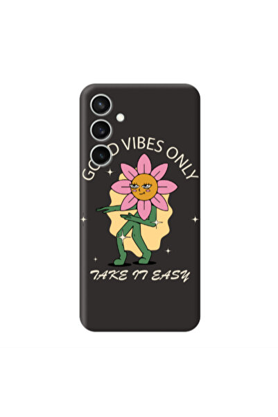 Other Samsung S24 FE Good Vibes Only Black Colored Silicone TPU Θήκη