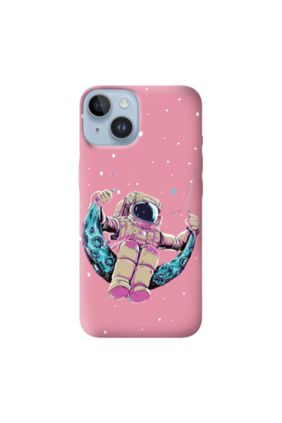 Other Apple iPhone 14 Plus Astronaut swinging on the moon Pink Colored Silico...
