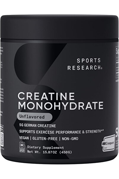 Sports Research Creatine Monohydrate Powder Gain Lean Muscle - 90 Servings (U...