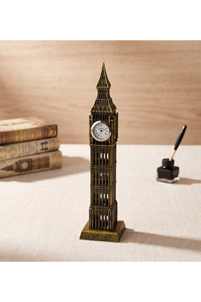 vegahediye v vega Big Ben Londra Saat Kulesi Figürlü Masa Saati - Bronz Metal...