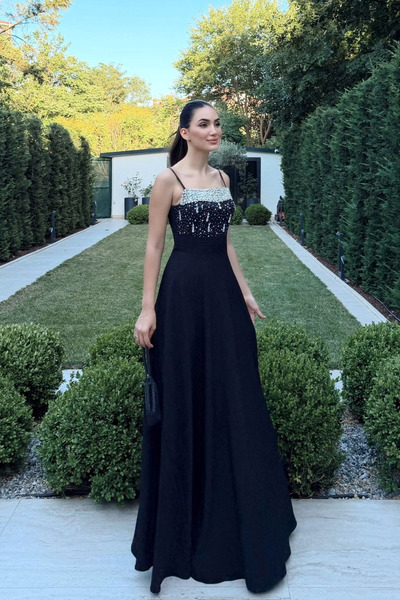Sindimoda Aycan Askılı Taş İşleme Detay Abiye 303