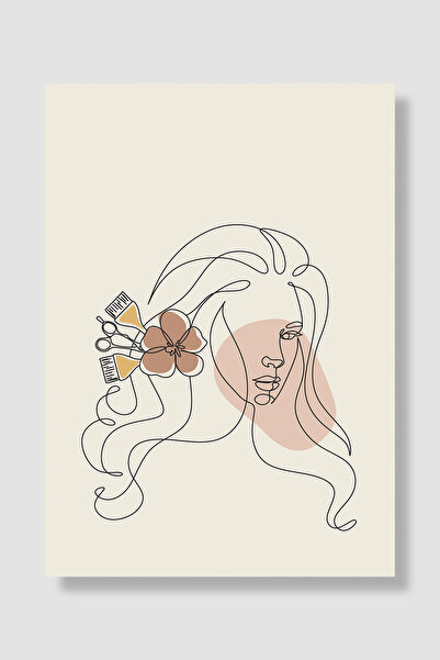 Luna Marissa Minimalistički poster žene, jedna linija lica sa cvećem, dekorac...