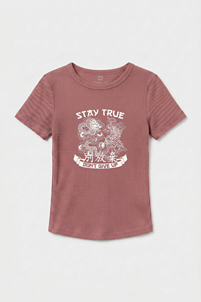 TOMMY LIFE Dusty Rose Standard Fit Printed Short Sleeve Women's T-Shirt - 97201