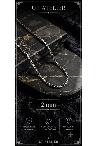 Up Atelier 925 Ayar Gümüş Kare Kral Zincir Kolye 2mm
