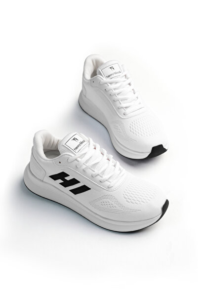 Tonny Black Unisex Beyaz Siyah Rahat Kalıp Hafif Esnek Şeritli Sneaker